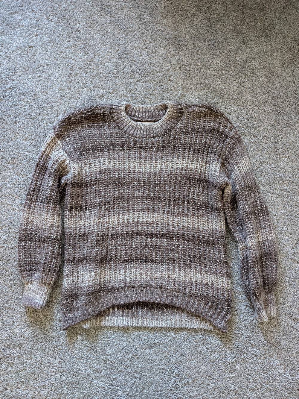 SO Cozy Chunky Knit Sweater in Taupe and Cream